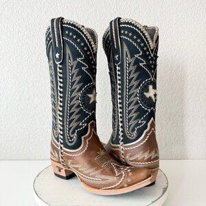 Lane RODEO HOUSTON Womens Cowboy Boots 7 Brown Western Cowgirl Mid Calf Tall